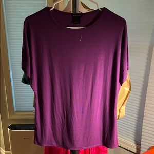 IMAN Purple Short-Sleeve Crewneck Knit Top, New, Size Medium